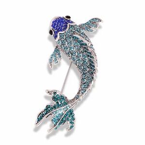Blue Koi Fish Crystal Brooch